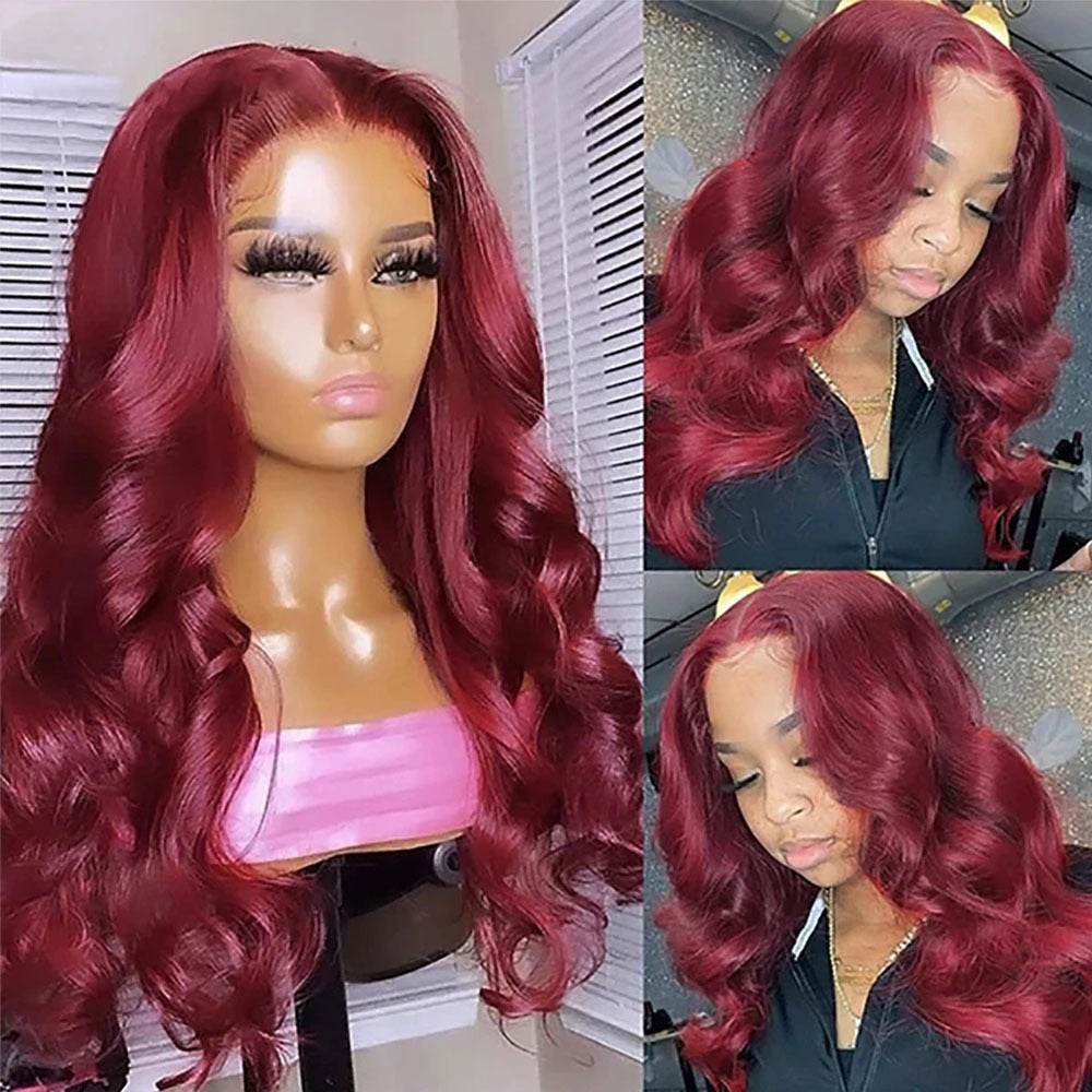 Body Wave Lace Front Human Hair Wig — 99J Burgundy | 13x4 | 12"–30"
