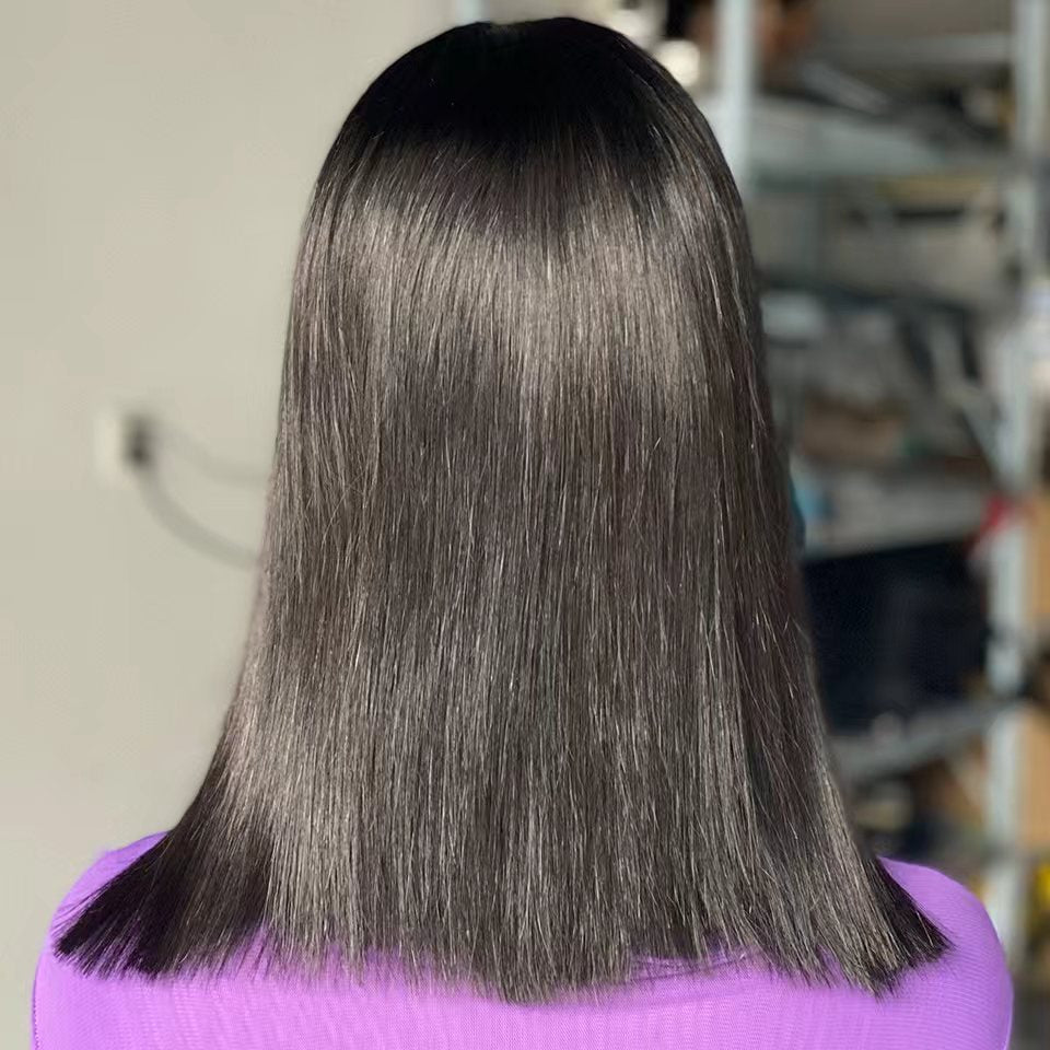 Bone Straight Human Hair Wig — 4x4 Swiss Lace | 180% Density | Natural Black | 12" & 14"