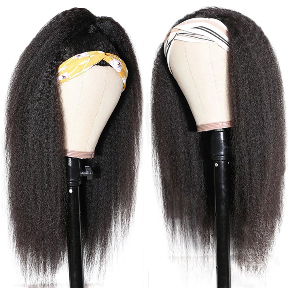 Kinky Straight Headband Wig | 100% Human Hair, Natural Black – Crowned By Lucy