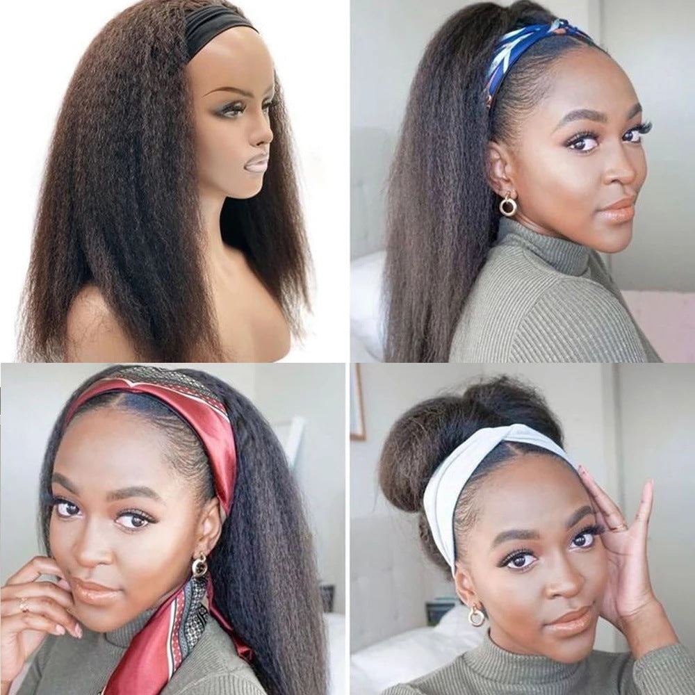 Kinky Straight Headband Wig | 100% Human Hair, Natural Black – Crowned By Lucy