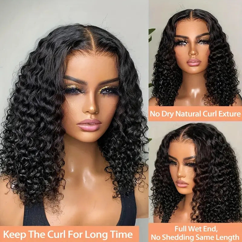 Deep Water Wave Bob Wig — 100% Human Hair | Lace Front | Natural Black