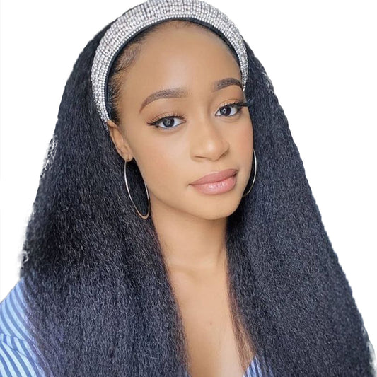 Kinky Straight Headband Wig | 100% Human Hair, Natural Black – Crowned By Lucy