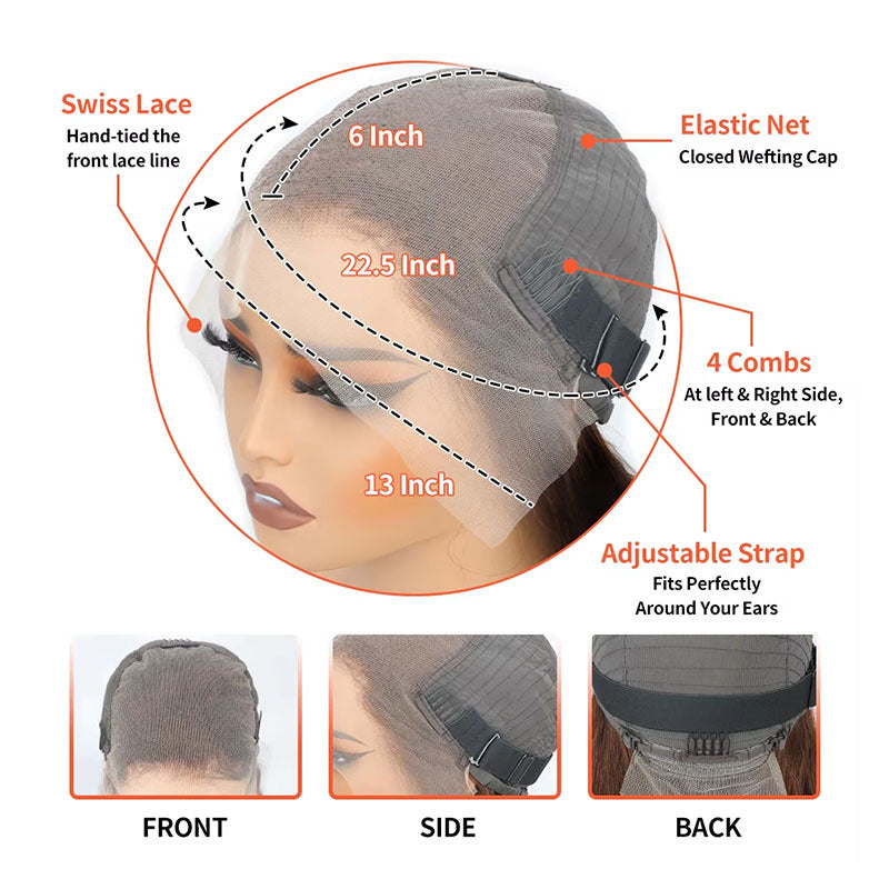 Light Brown Lace Front Human Hair Wig — #4 | 13x6 | 16"–30"