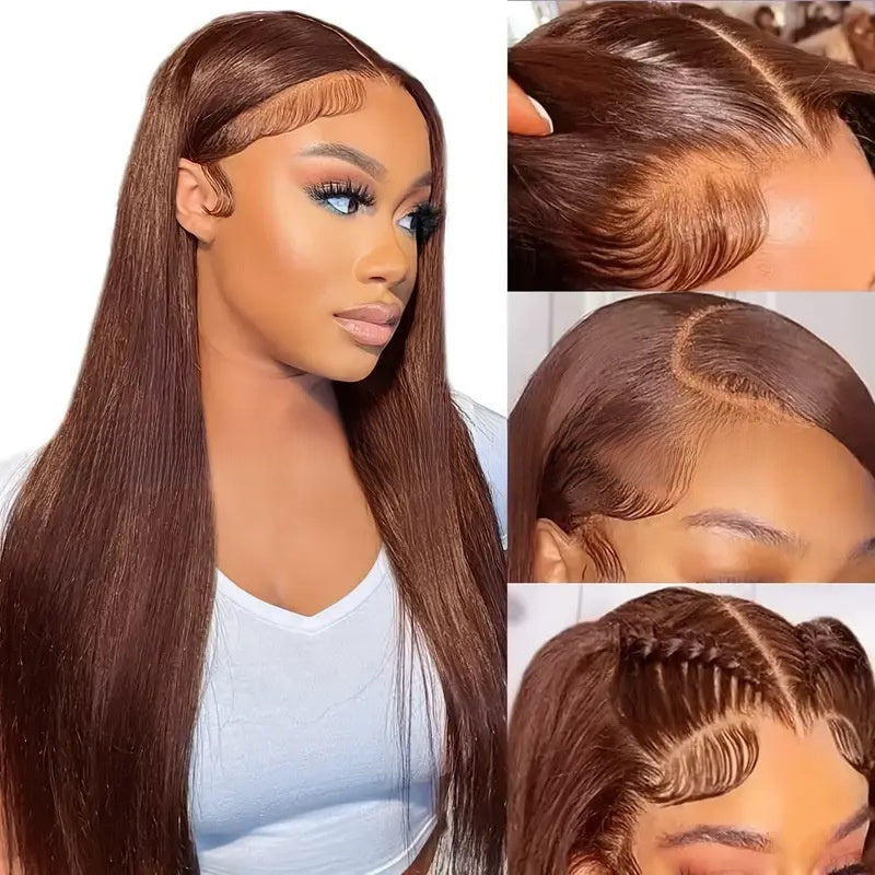 Straight Human Hair Lace Front Wig — #4 Brown | 13x4 | 20"–38"
