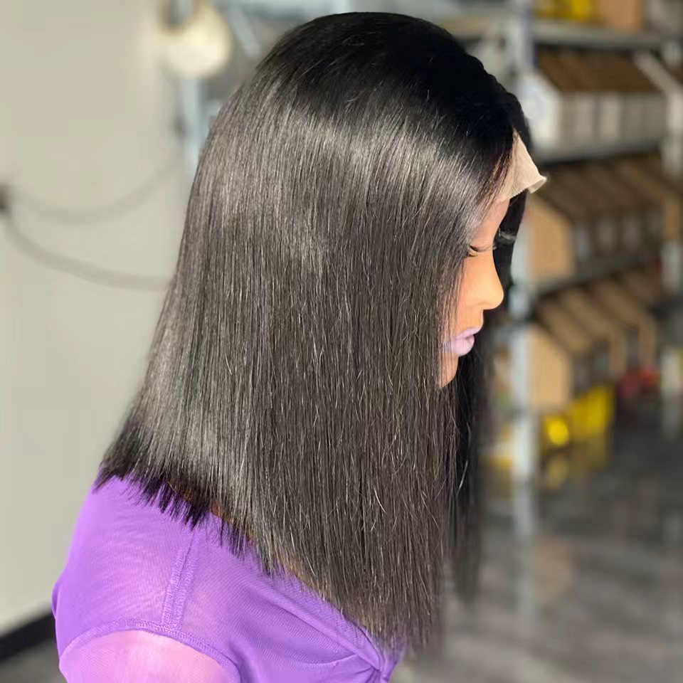 Bone Straight Human Hair Wig — 4x4 Swiss Lace | 180% Density | Natural Black | 12" & 14"