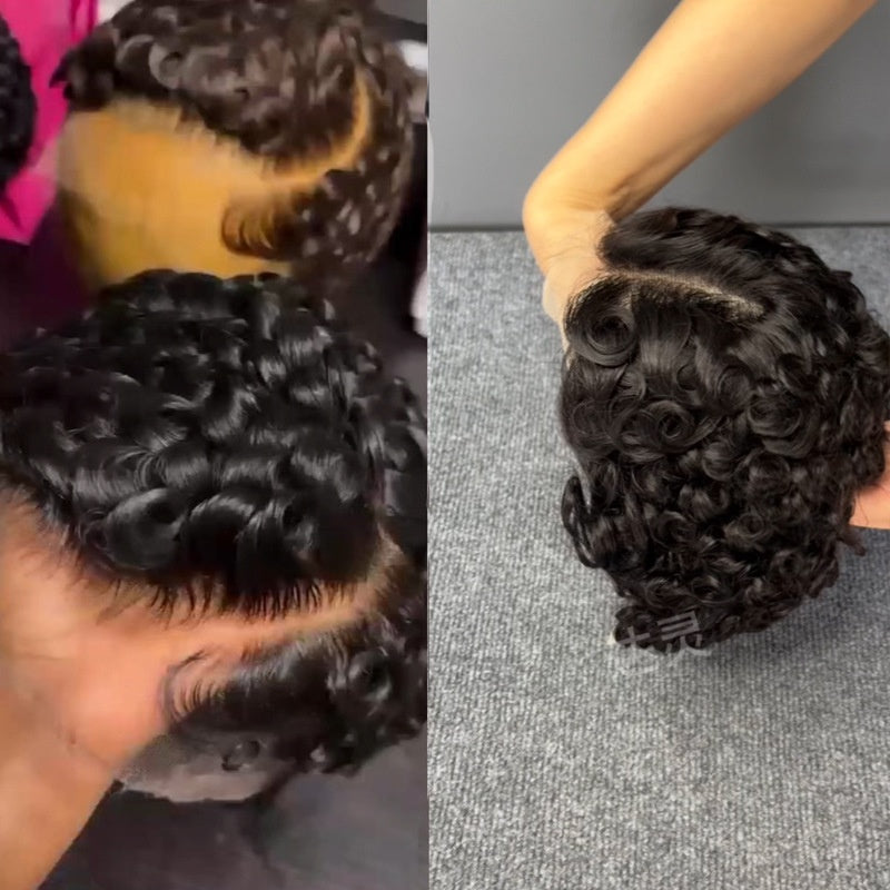 Short Curly Human Hair Wig | Pixie Afro Curl | 100% Human Hair
