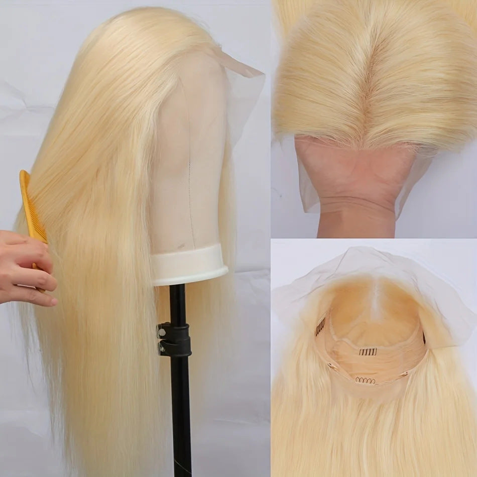 613 Blonde Lace Front Human Hair Wig — Straight | 150%–210% Density | 12"–30"