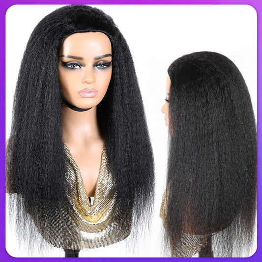 Human Hair Half Wig — Straight Fringe | 180%–250% Density | 10"–34"