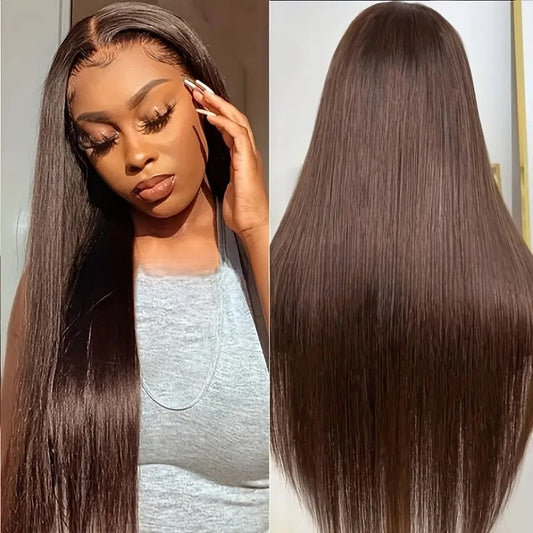 Straight Human Hair Lace Front Wig — #4 Brown | 13x4 | 20"–38"