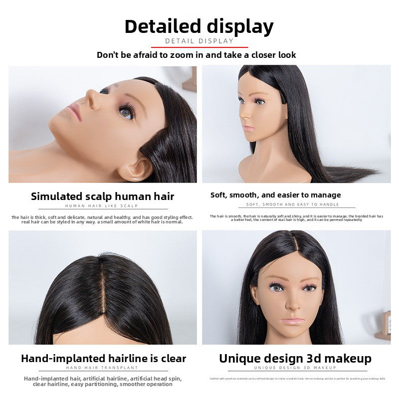 Human Hair Mannequin Head with Shoulders — Real Hair | 32 Colours